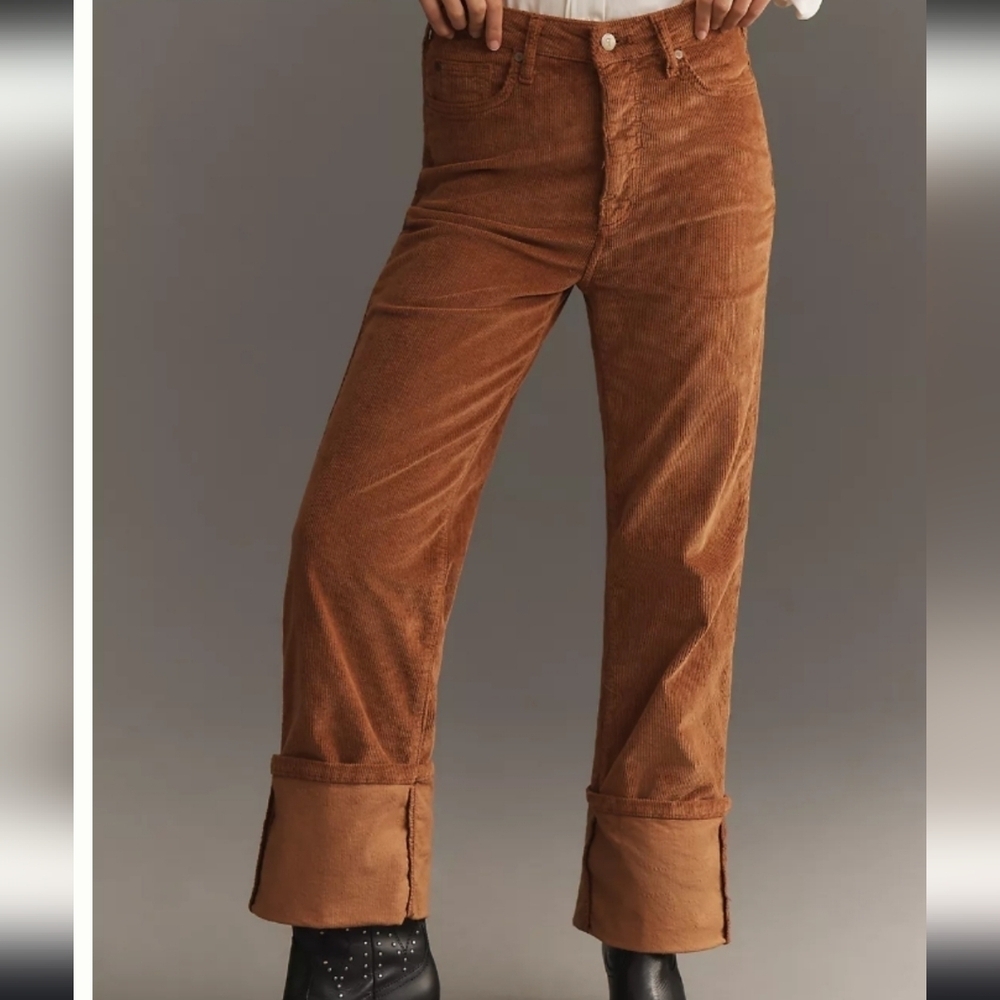 Pilcro The Scotty Cuffed High-Rise Straight Leg Jeans Corduroy Edition - Picture 2 of 13